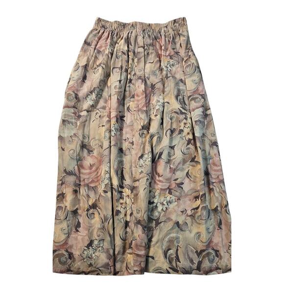 Toni Garment for CC Magic Dresses & Skirts - Floral 8 Pleated Vintage Skirt w Pockets 80's Toni Garment for CC Magic Neutral+